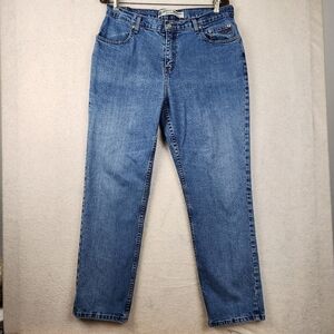 Harley Davidson Womens 16 Petite Straight Leg Medium Wash Motorcycle Biker Jeans